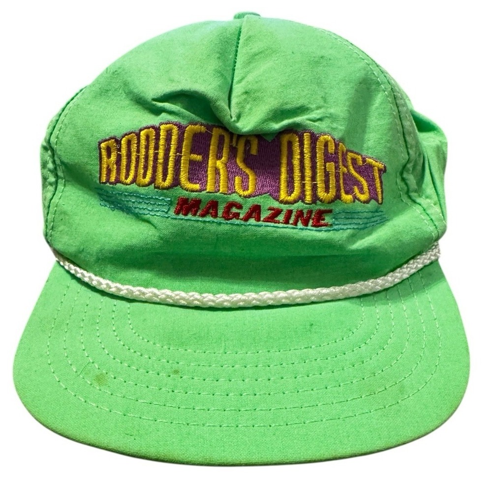 Vintage Rooder's Digest Magazine Rope Snapback Hat Green 90s